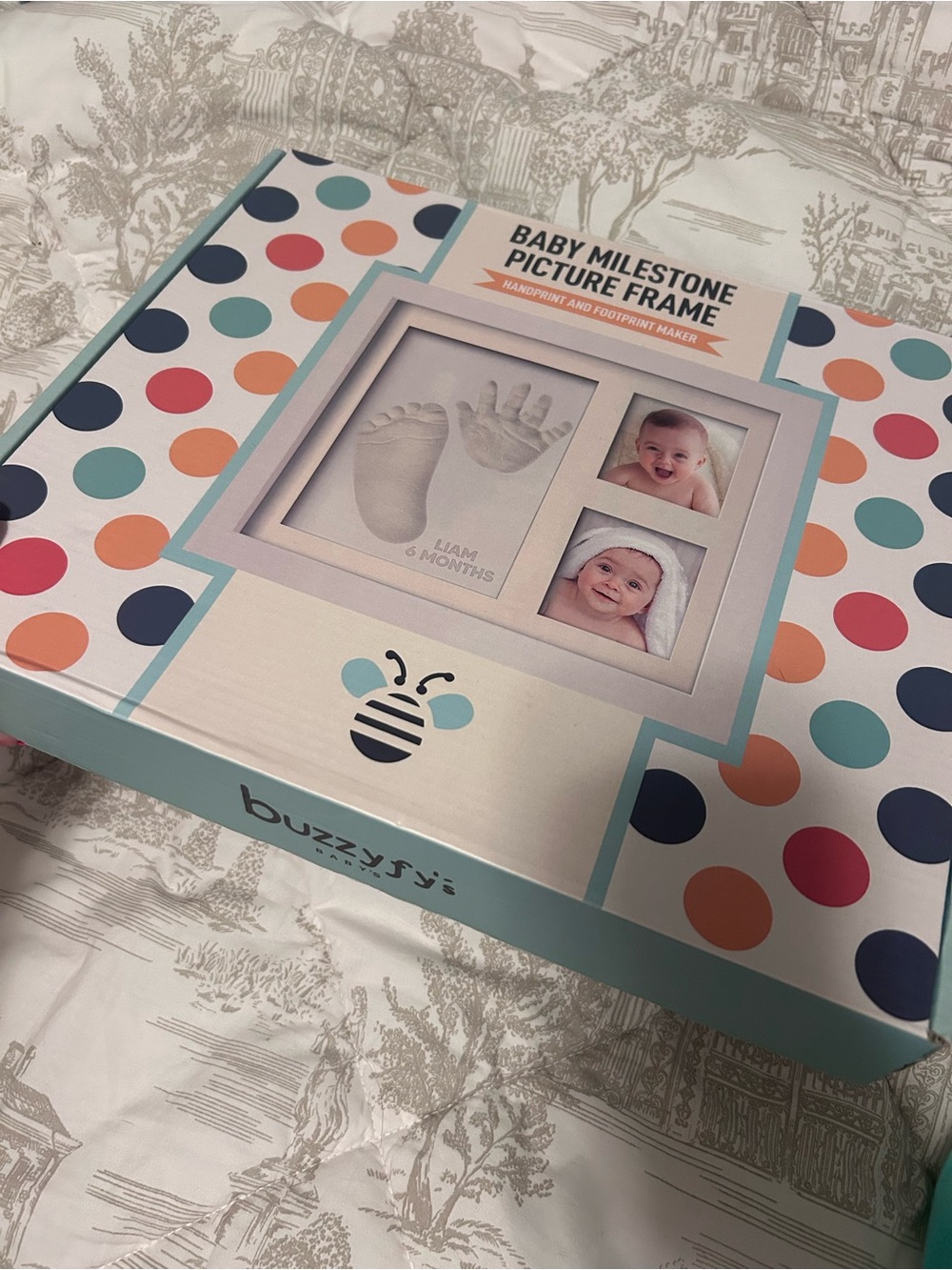 Buzzyfy's Baby Milestone Picture Frame - Polka Dot Gift Box